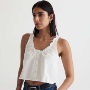 Madewell Denim Ruffled U-Neck Crop Top